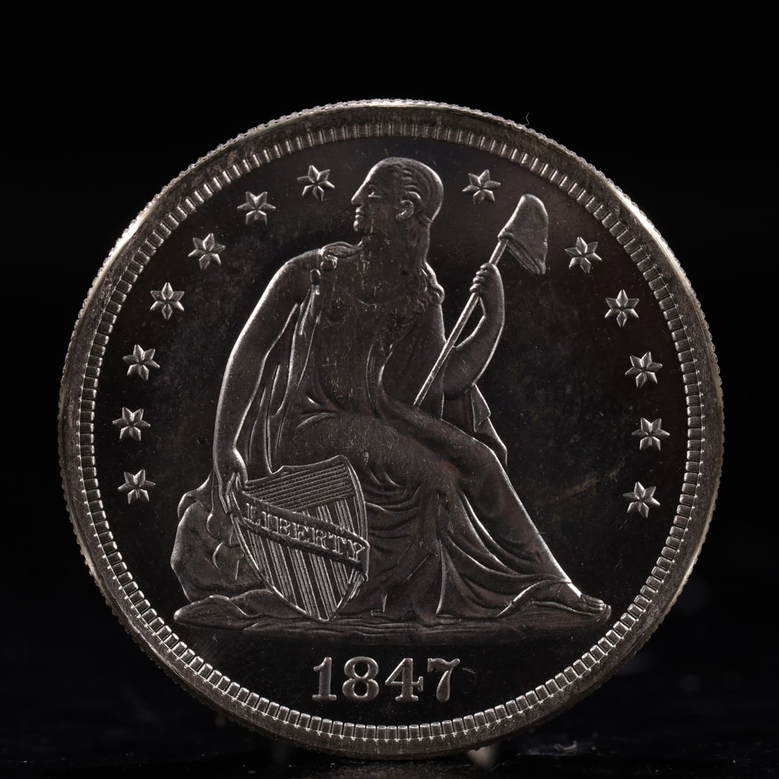 USA One Dollar 1847 Coin: American coin. IN GOD WE TRUST / LIBERTY / 1847 / UNITED STATES OF AMERICA / ONE DOL. Weight:26.9g.