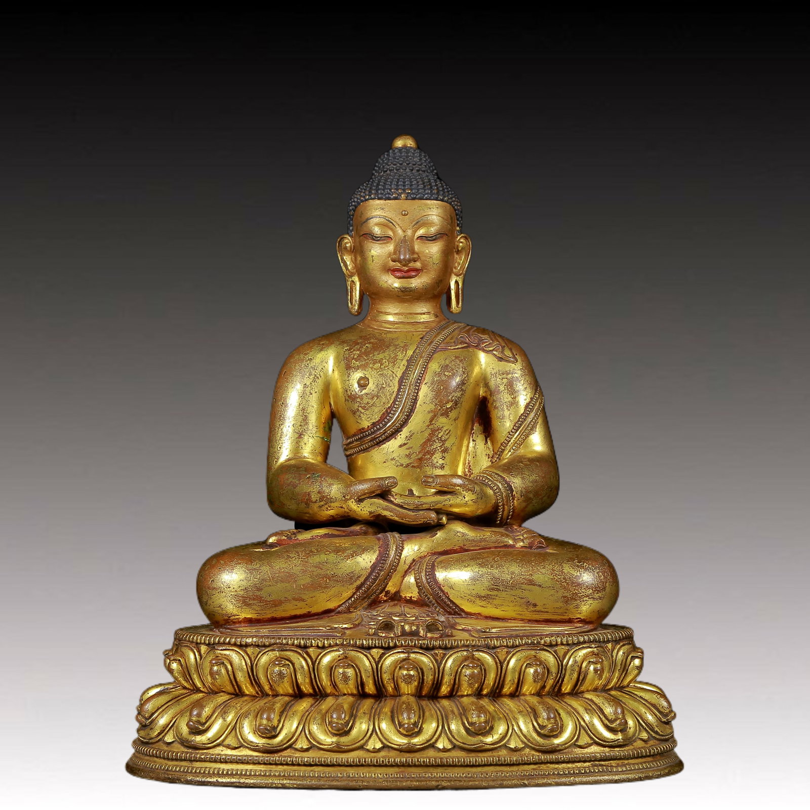 Three Brilliant Gilt-Bronze Figures Of Buddha - 2
