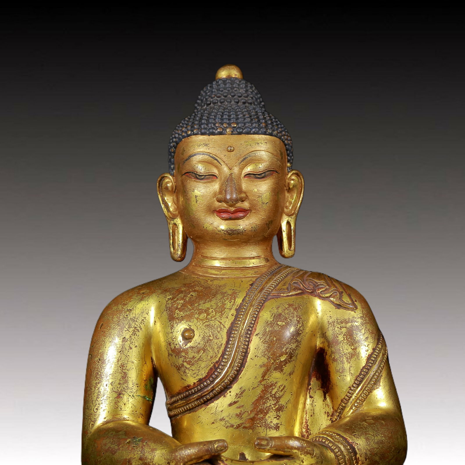 Three Brilliant Gilt-Bronze Figures Of Buddha - 3