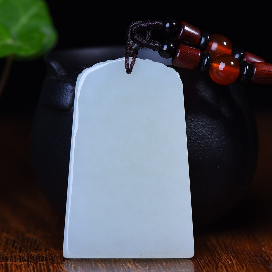An Exquisite White Jade Landscape Pattern Pendant - 5