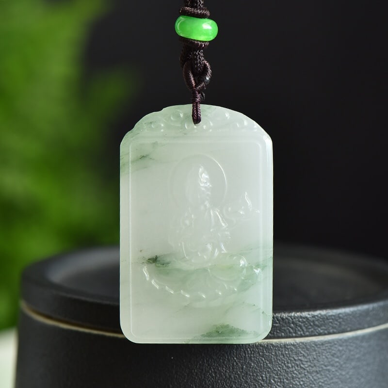 An Exquisite Greenish Jade Buddha Statue Pendant: An Exquisite Greenish Jade Buddha Statue Pendant,Size:2inx1.3inx0.3in 青玉佛像挂件