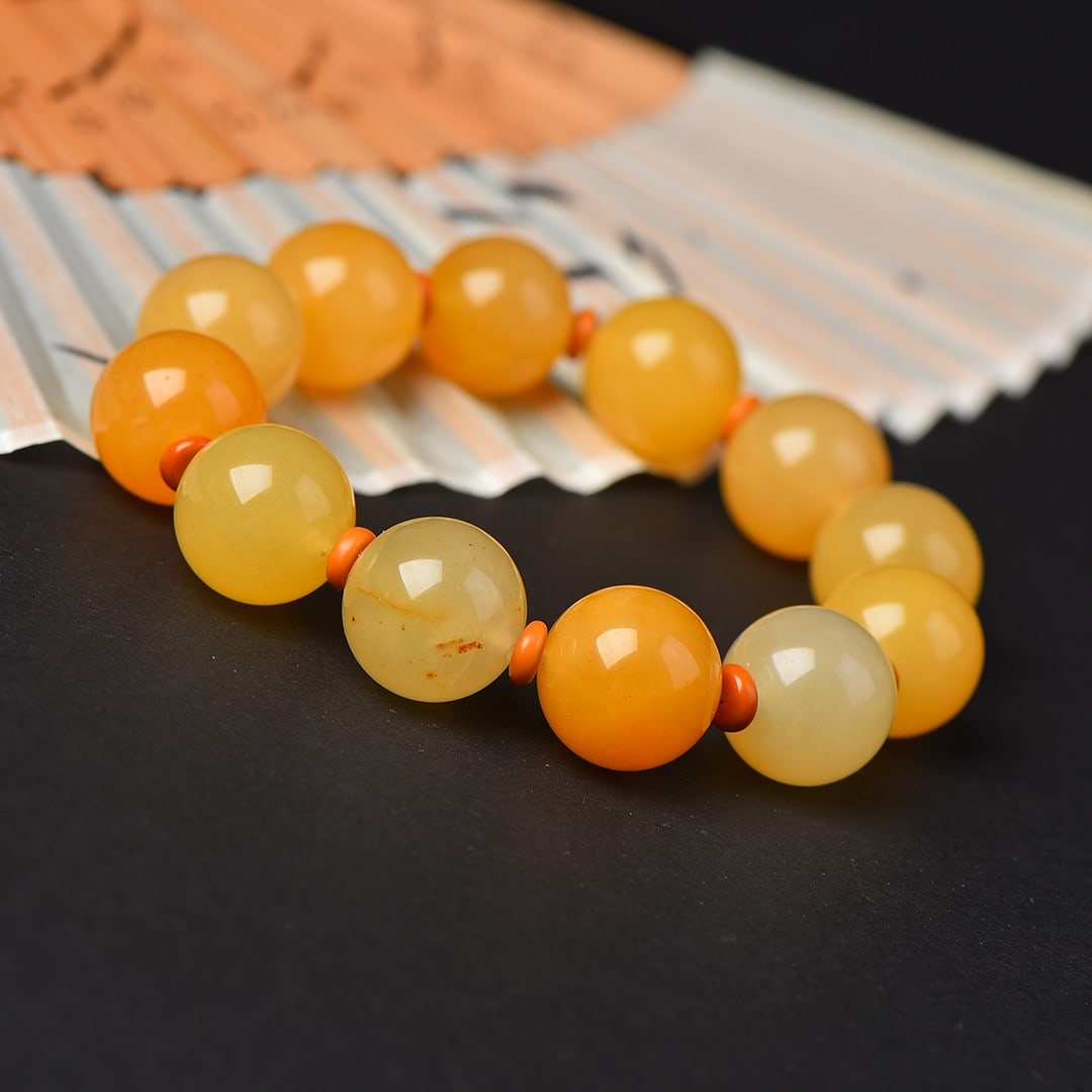 An Exquisite Yellow Jade Bracelets - 3