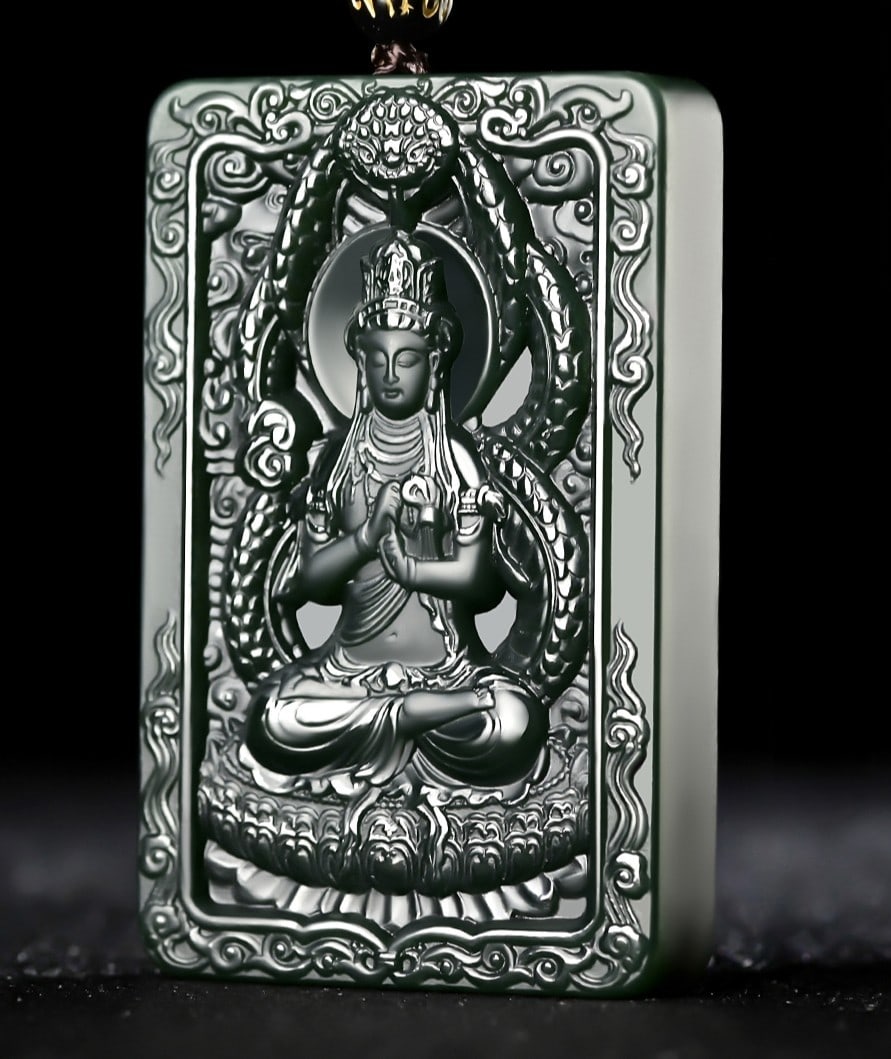 An Exquisite Cyan jade Statue of Amitayus Pendant: An Exquisite Cyan jade Statue of Amitayus Pendant,Size:2.4inx1.6inx0.4in 青玉无量寿佛像挂件