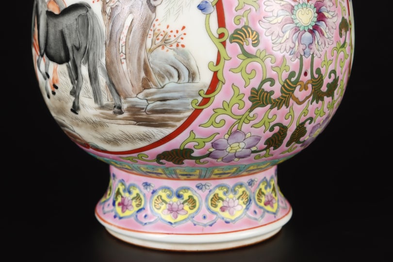A Exquisite Enamel Auspicious Beast Pattern Double-Ears Vase - 6