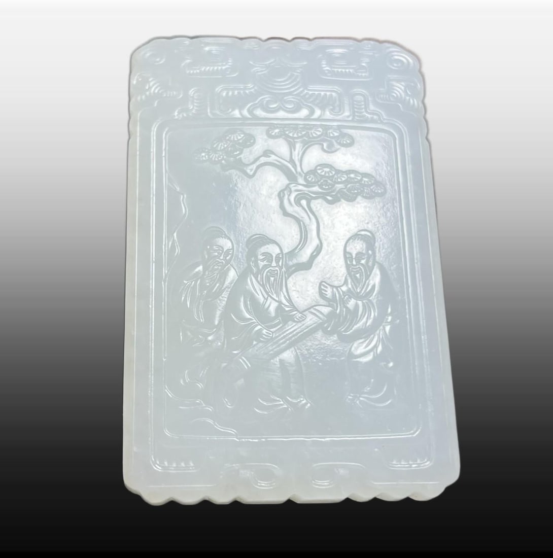 A Exquisite Hotan Jade Figures Pattern Jade pendant: A Exquisite Hotan Jade Figures Pattern Jade pendant,Qing Dynasty, China,Size:1.6inx0.3inx2.5in,Weight:49g