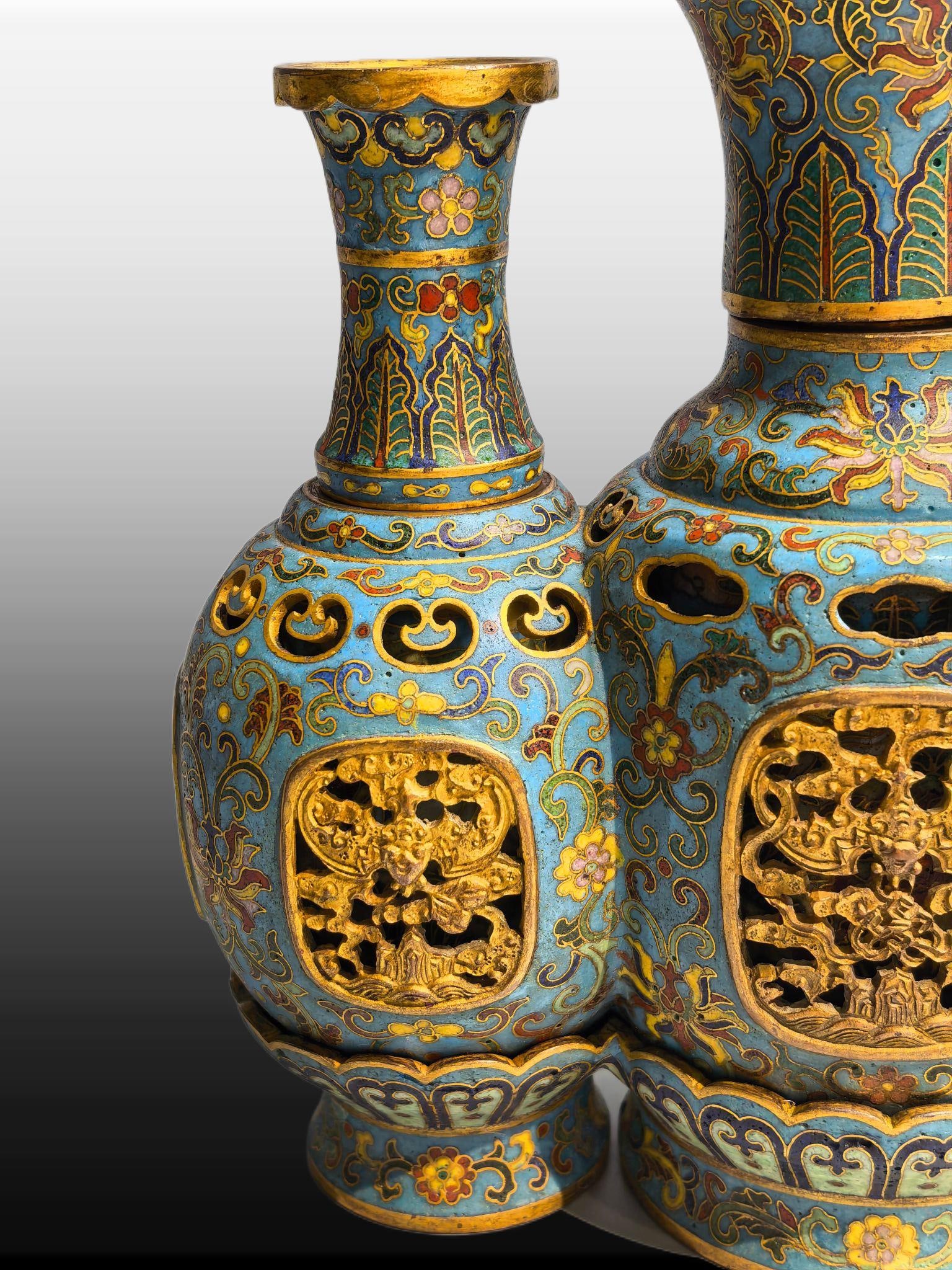 A Exquisite Cloisonne Lotus Pattern Vase - 2