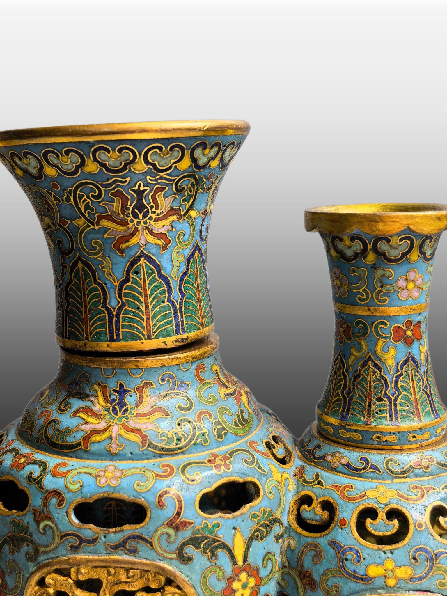 A Exquisite Cloisonne Lotus Pattern Vase - 7