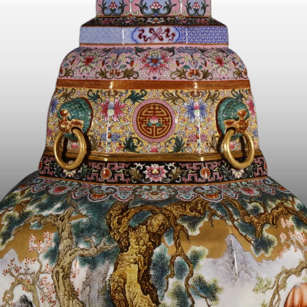A Exquisite Enamel Sheep Pattern Vase - 5