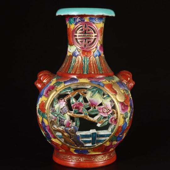 A Exquisite Doucai Iron-Red Animal head Vase (1 of 9)