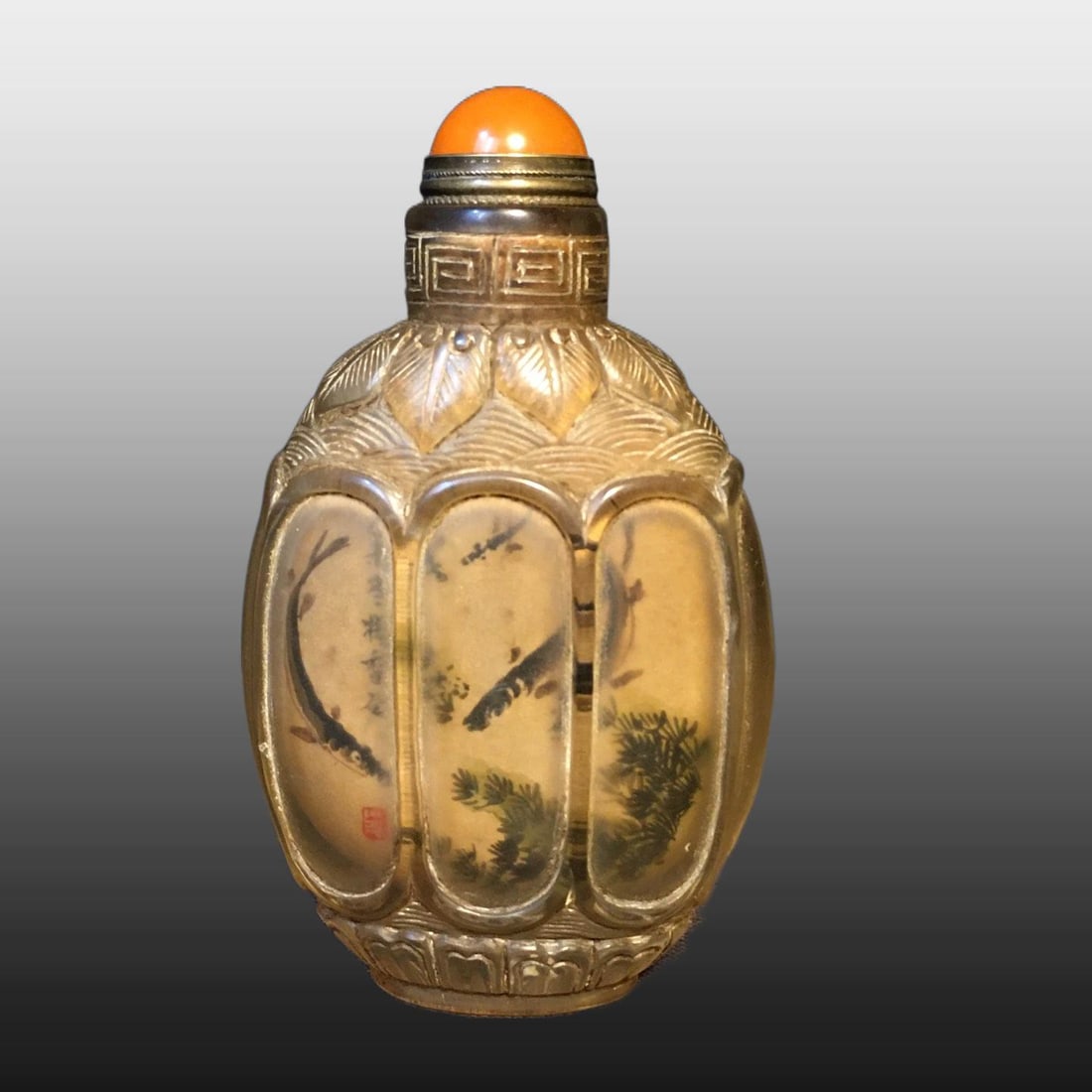 A Exquisite Colored glaze Fish and Lotus Pattern Snuff Bottle - 2