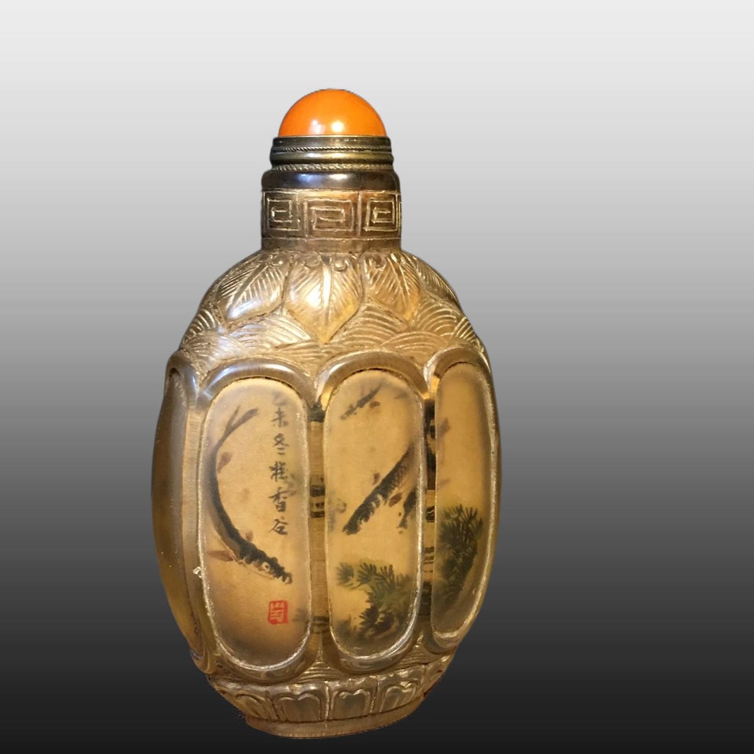 A Exquisite Colored glaze Fish and Lotus Pattern Snuff Bottle - 3