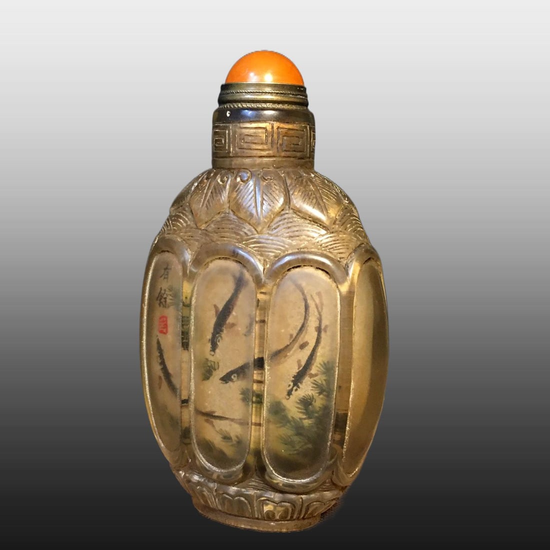 A Exquisite Colored glaze Fish and Lotus Pattern Snuff Bottle - 6