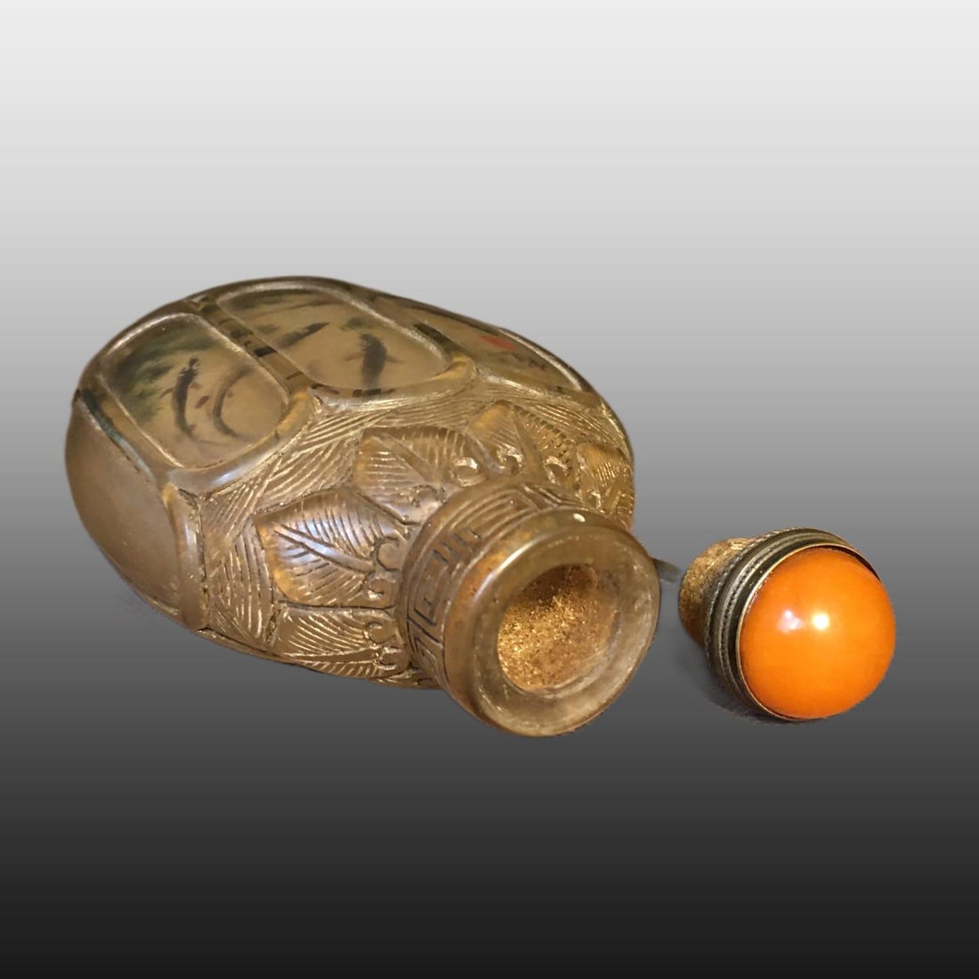 A Exquisite Colored glaze Fish and Lotus Pattern Snuff Bottle - 8
