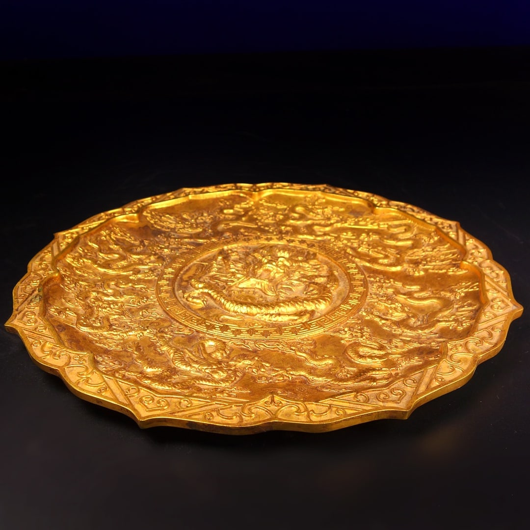 A Exquisite Gilt Bronze Dragon Pattern Plate - 3