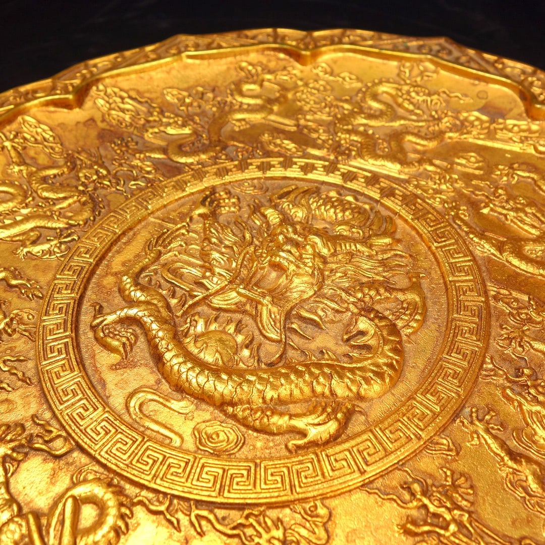 A Exquisite Gilt Bronze Dragon Pattern Plate - 6
