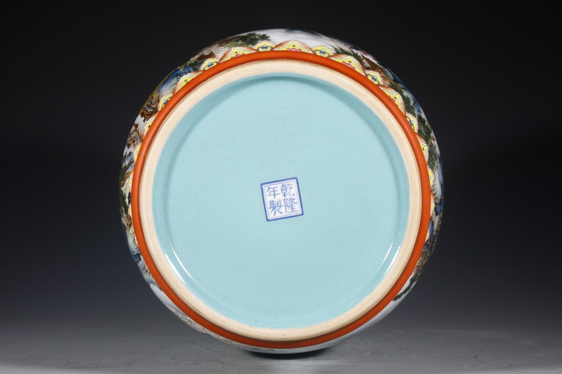 A Exquisite Enamel Lotus Pattern Landscape Pattern Vase - 9