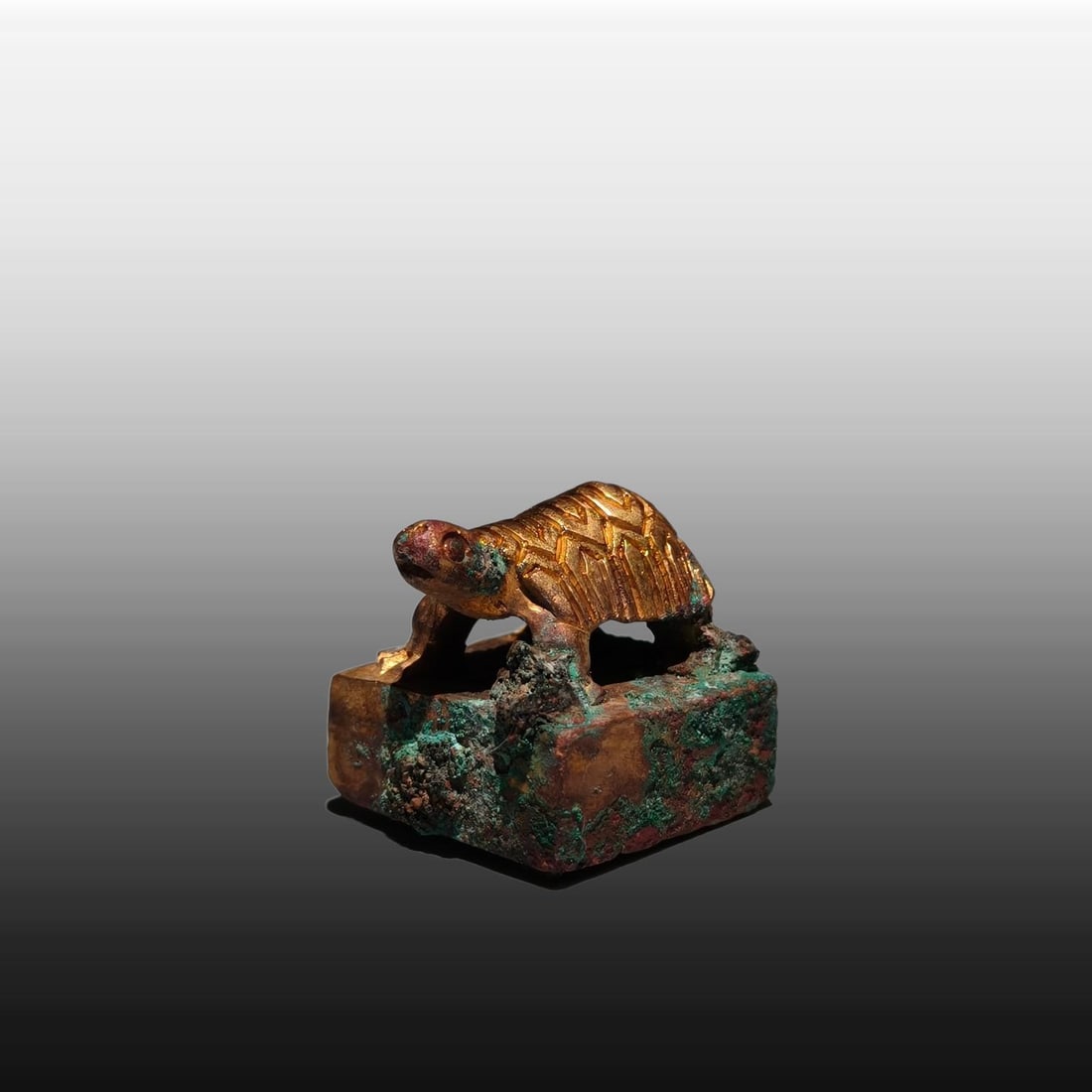 A Exquisite Gilt Bronze Turtle Seal - 2
