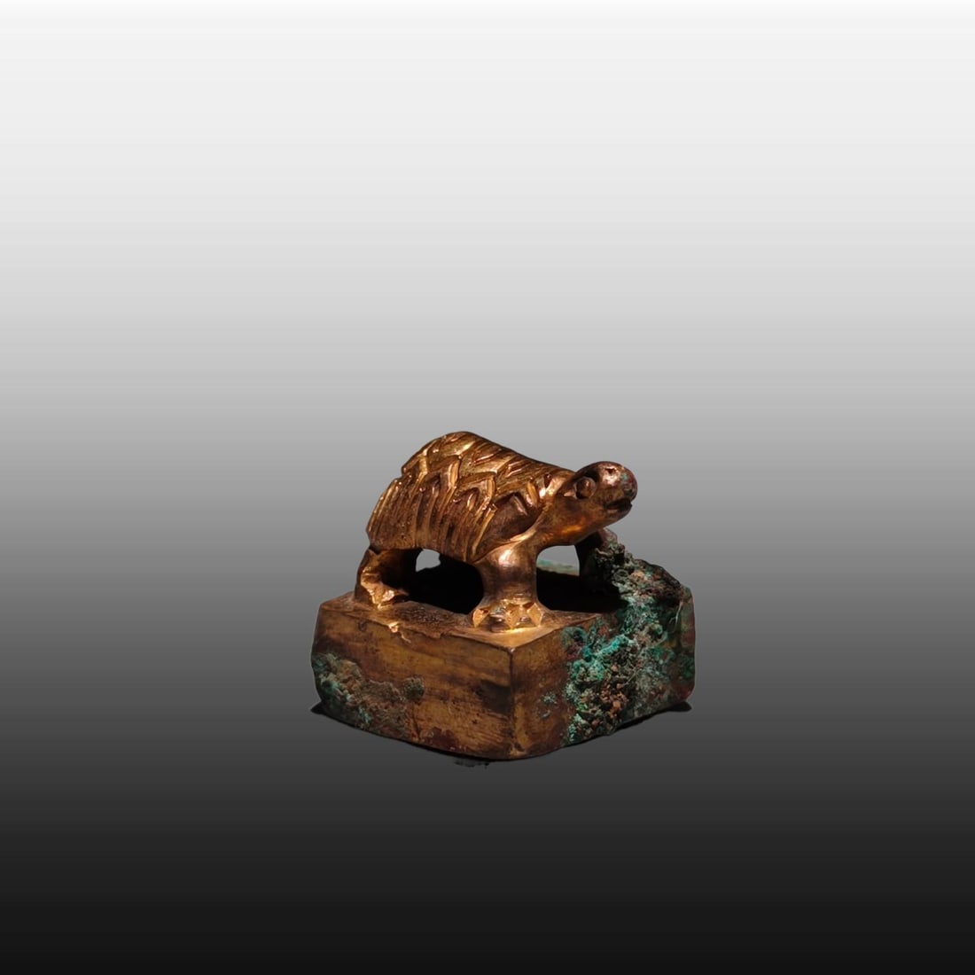A Exquisite Gilt Bronze Turtle Seal - 4