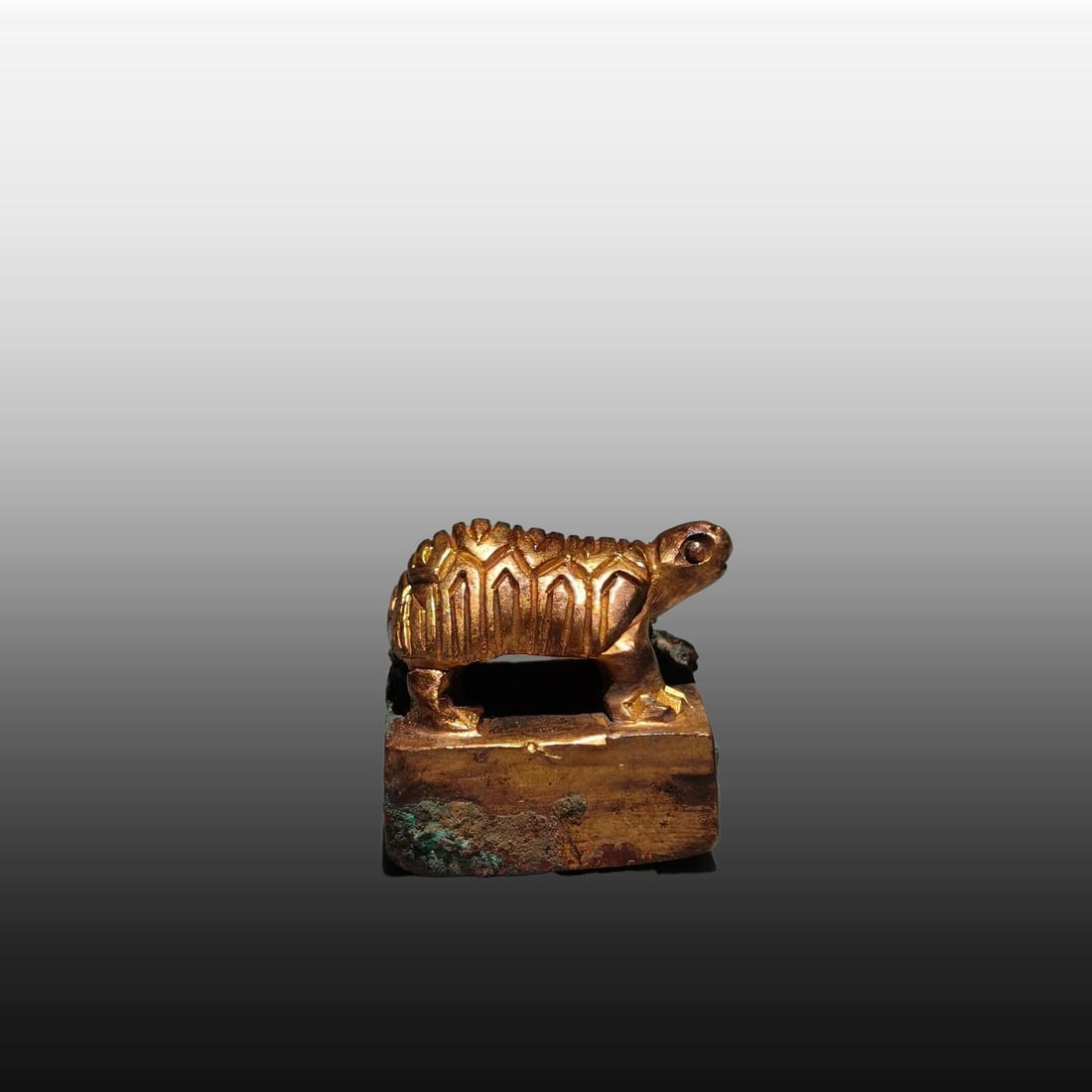 A Exquisite Gilt Bronze Turtle Seal - 5