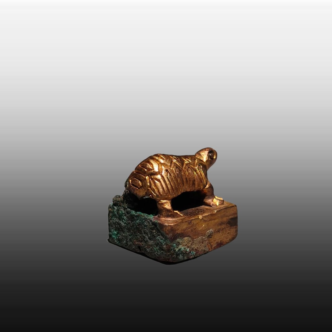 A Exquisite Gilt Bronze Turtle Seal - 6