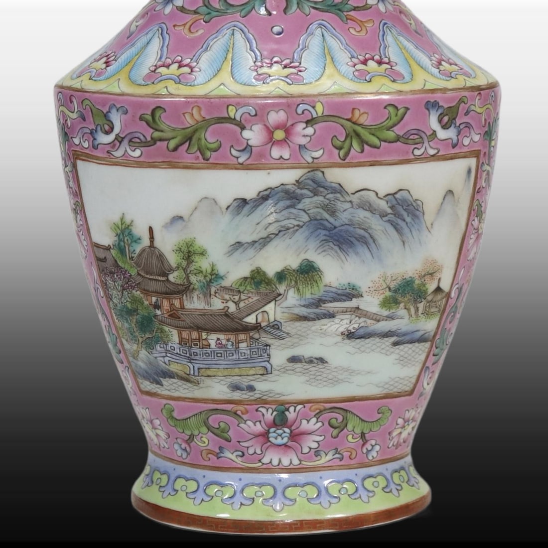 A Exquisite Ruby Red Glazed Landscape Pattern Vase - 5