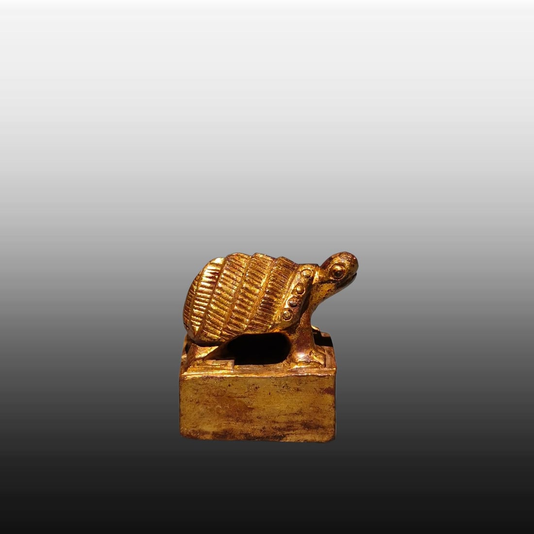 A Exquisite Gilt Bronze Turtle Seal - 2