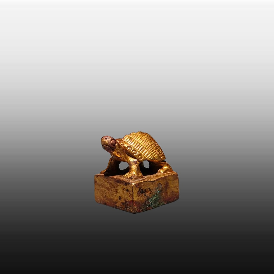 A Exquisite Gilt Bronze Turtle Seal - 5