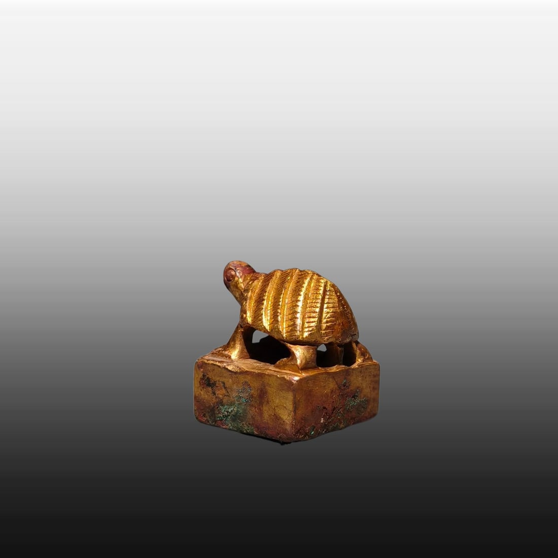 A Exquisite Gilt Bronze Turtle Seal - 7