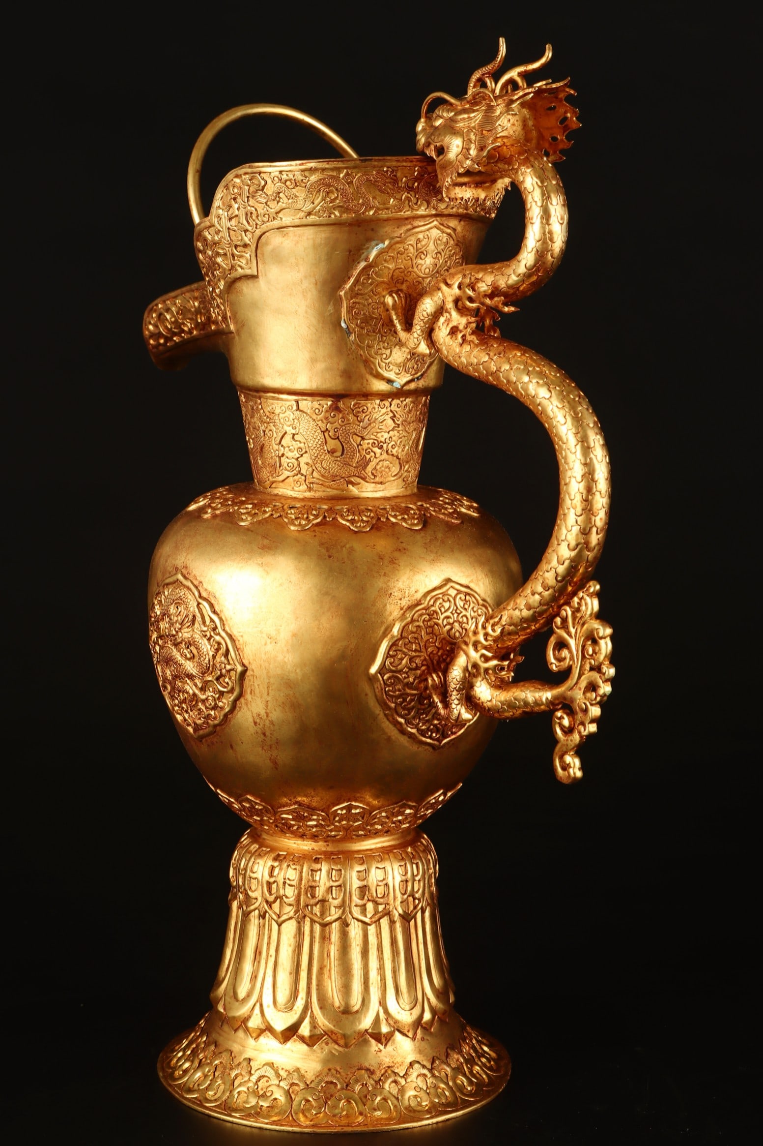 A Exquisite Gilt Bronze Dragon Handle Ewer - 2