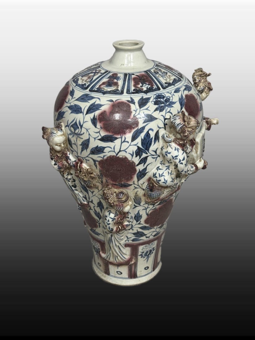 A Exquisite Underglaze-Red Character and Story Pattern Vase: A Exquisite Underglaze-Red Character and Story Pattern Vase,Yuan Dynasty, China,Size:17.7inx13.4in