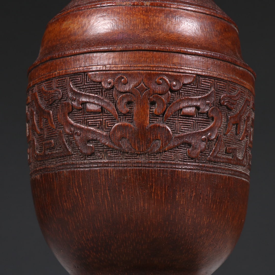 A Exquisite Bamboo Beast-Face Pattern Elephant-Ears Vase - 2