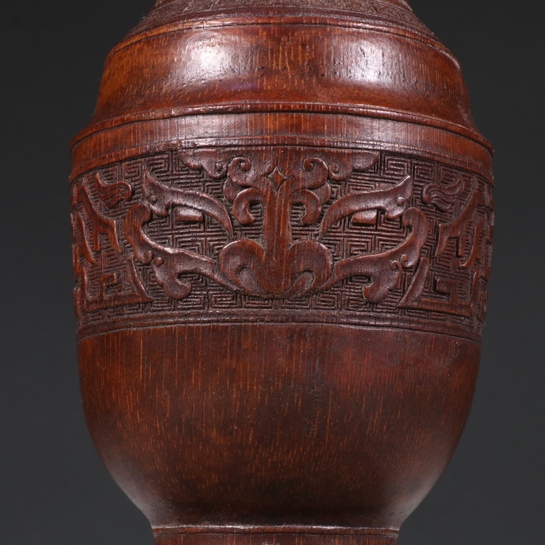 A Exquisite Bamboo Beast-Face Pattern Elephant-Ears Vase - 7