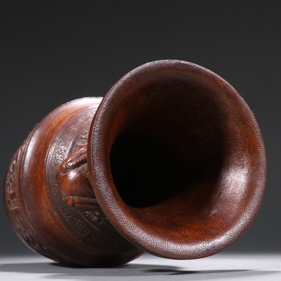 A Exquisite Bamboo Beast-Face Pattern Elephant-Ears Vase - 8