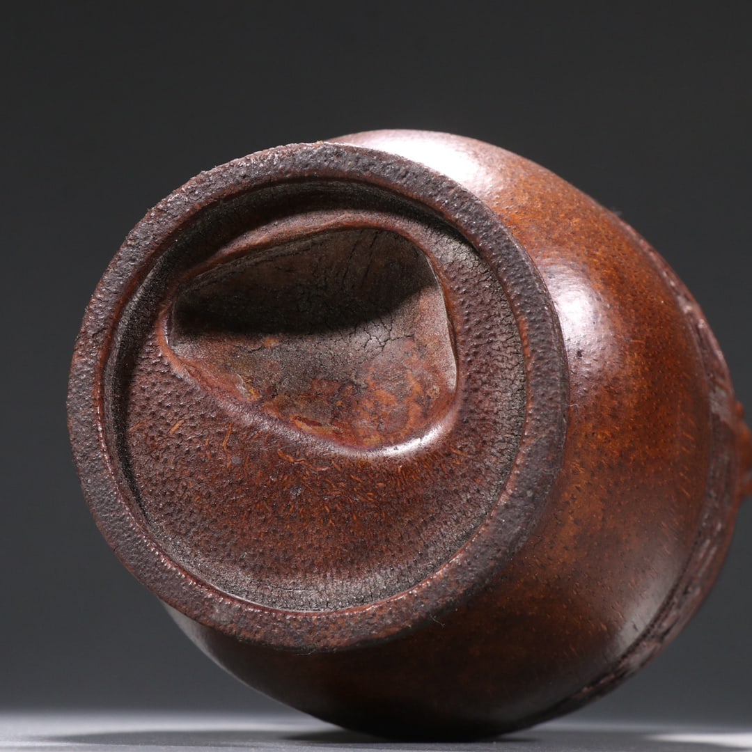 A Exquisite Bamboo Beast-Face Pattern Elephant-Ears Vase - 9