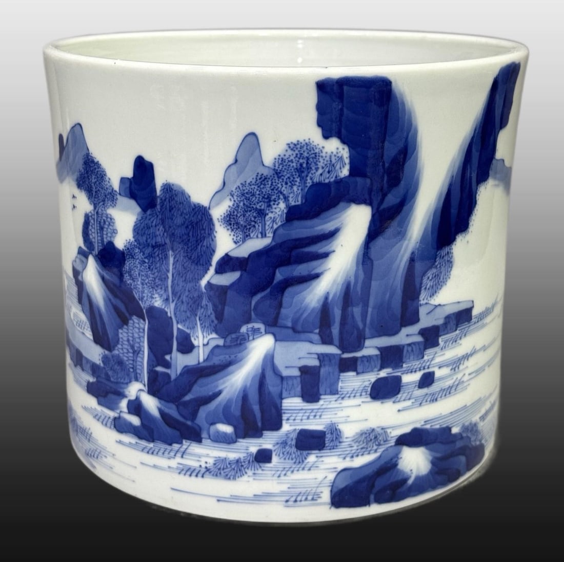 A Exquisite Blue and White Landscape Pattern Brush Pot - 2