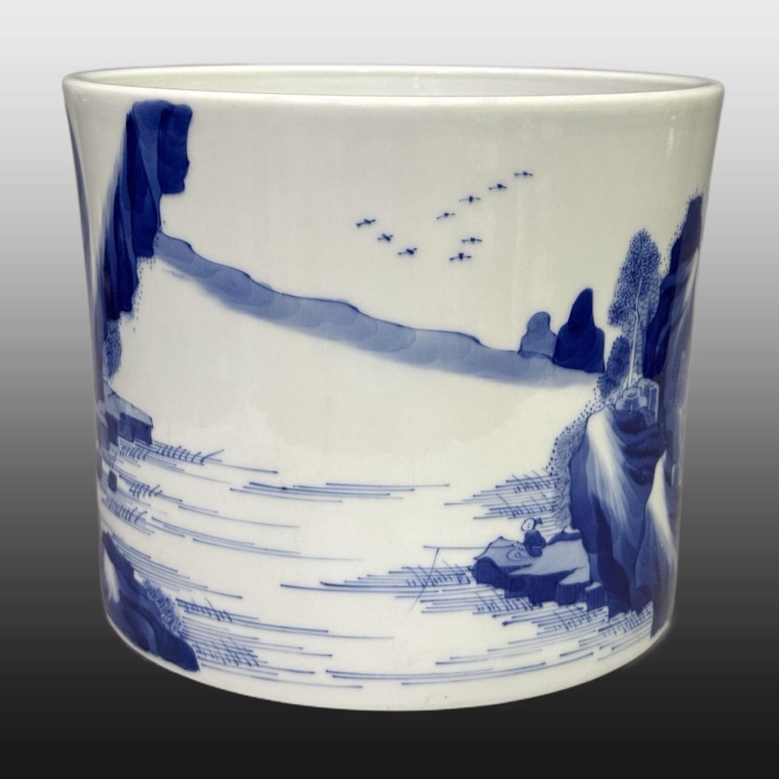 A Exquisite Blue and White Landscape Pattern Brush Pot - 4