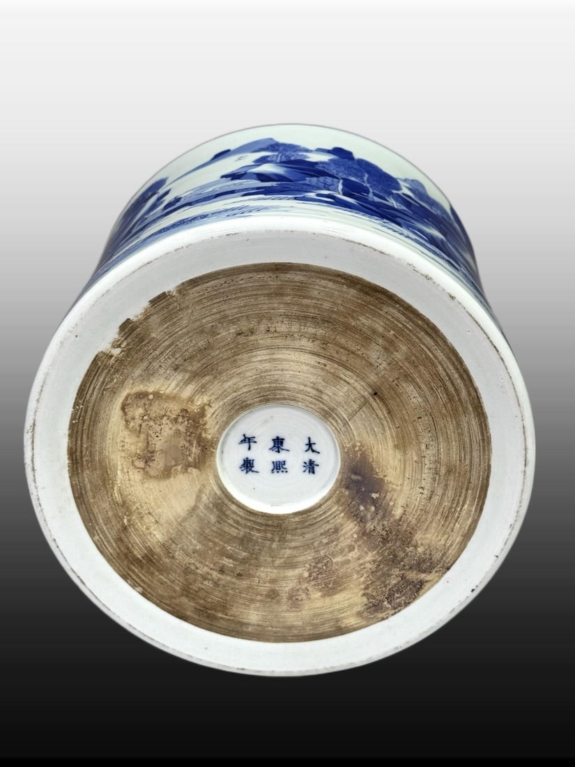 A Exquisite Blue and White Landscape Pattern Brush Pot - 8