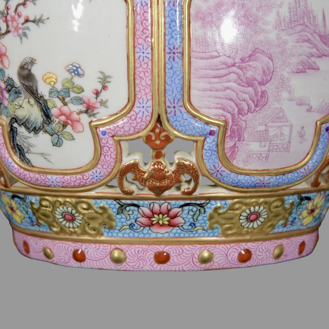 A Exquisite Ruby Red-Glazed Flower and Bird Pattern Drum - 4