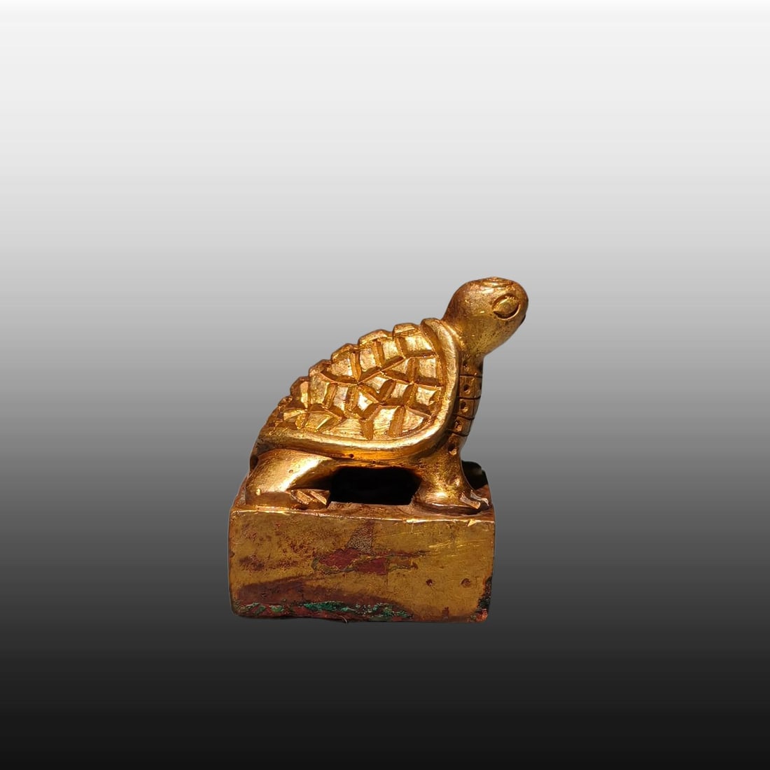 A Exquisite Gilt Bronze Turtle Seal - 2