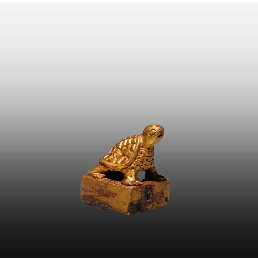 A Exquisite Gilt Bronze Turtle Seal - 3