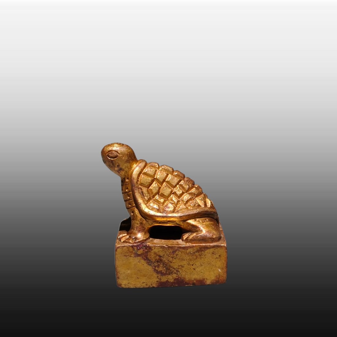 A Exquisite Gilt Bronze Turtle Seal - 6