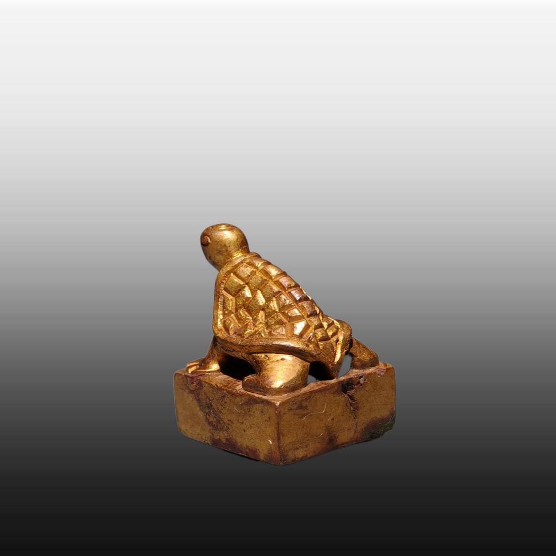 A Exquisite Gilt Bronze Turtle Seal - 7
