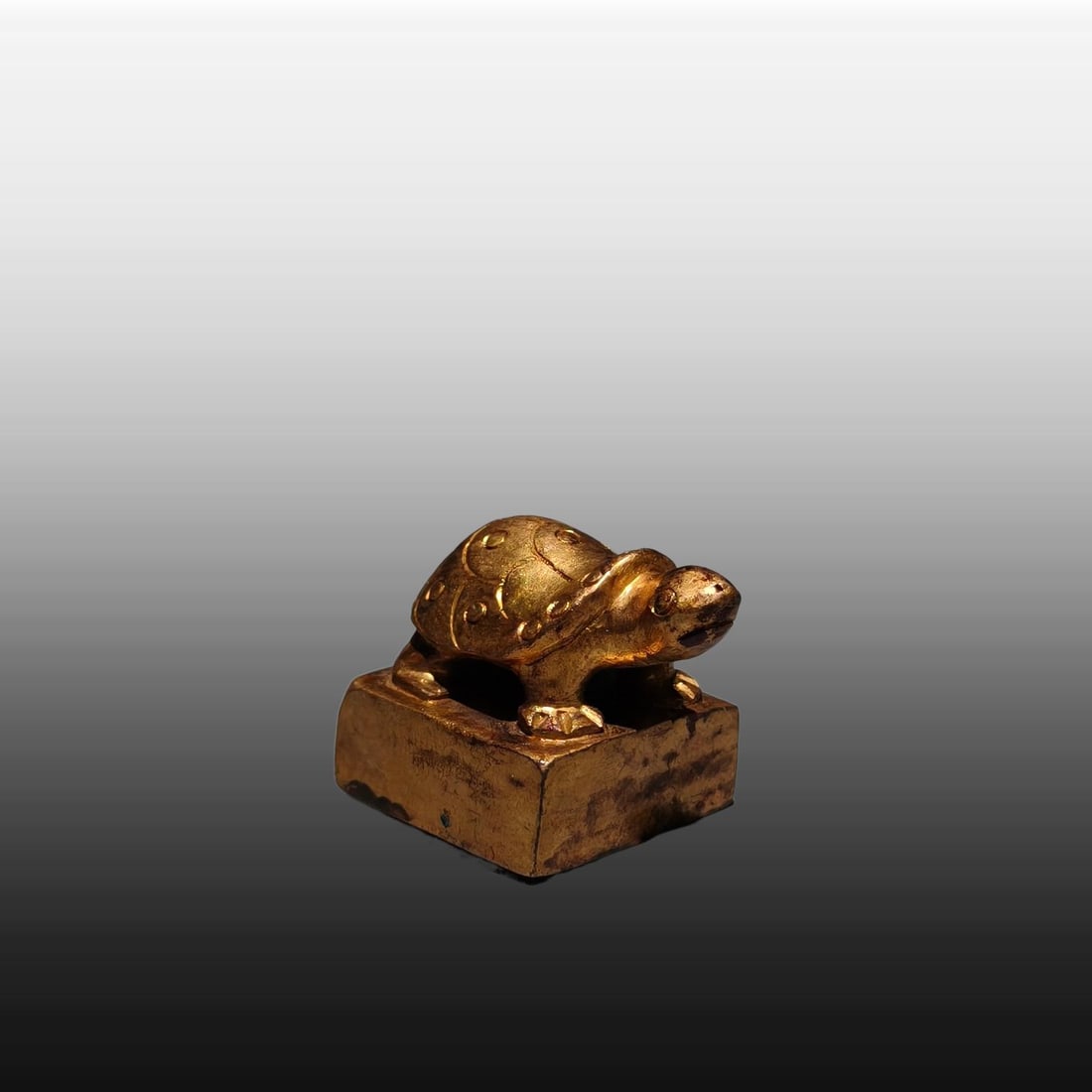 A Exquisite Gilt Bronze Turtle Seal - 2