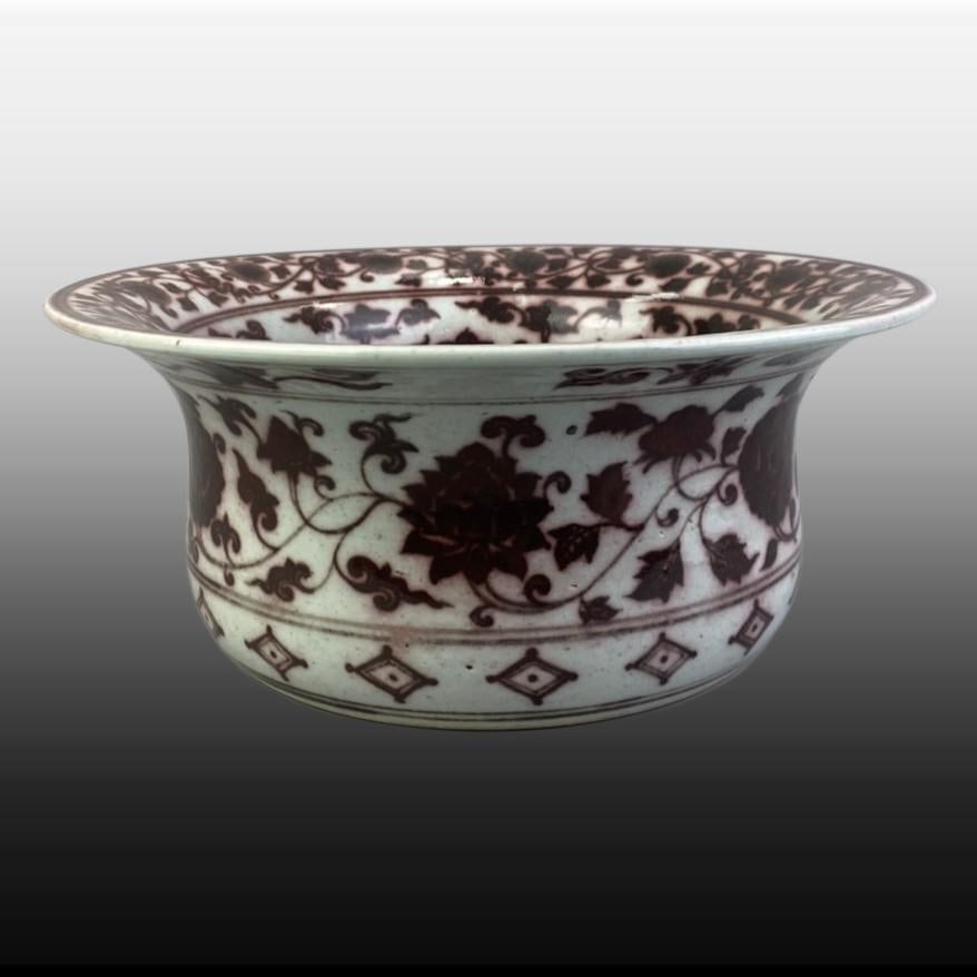 Underglaze-Red Lotus Pattern Brush Washer - 2