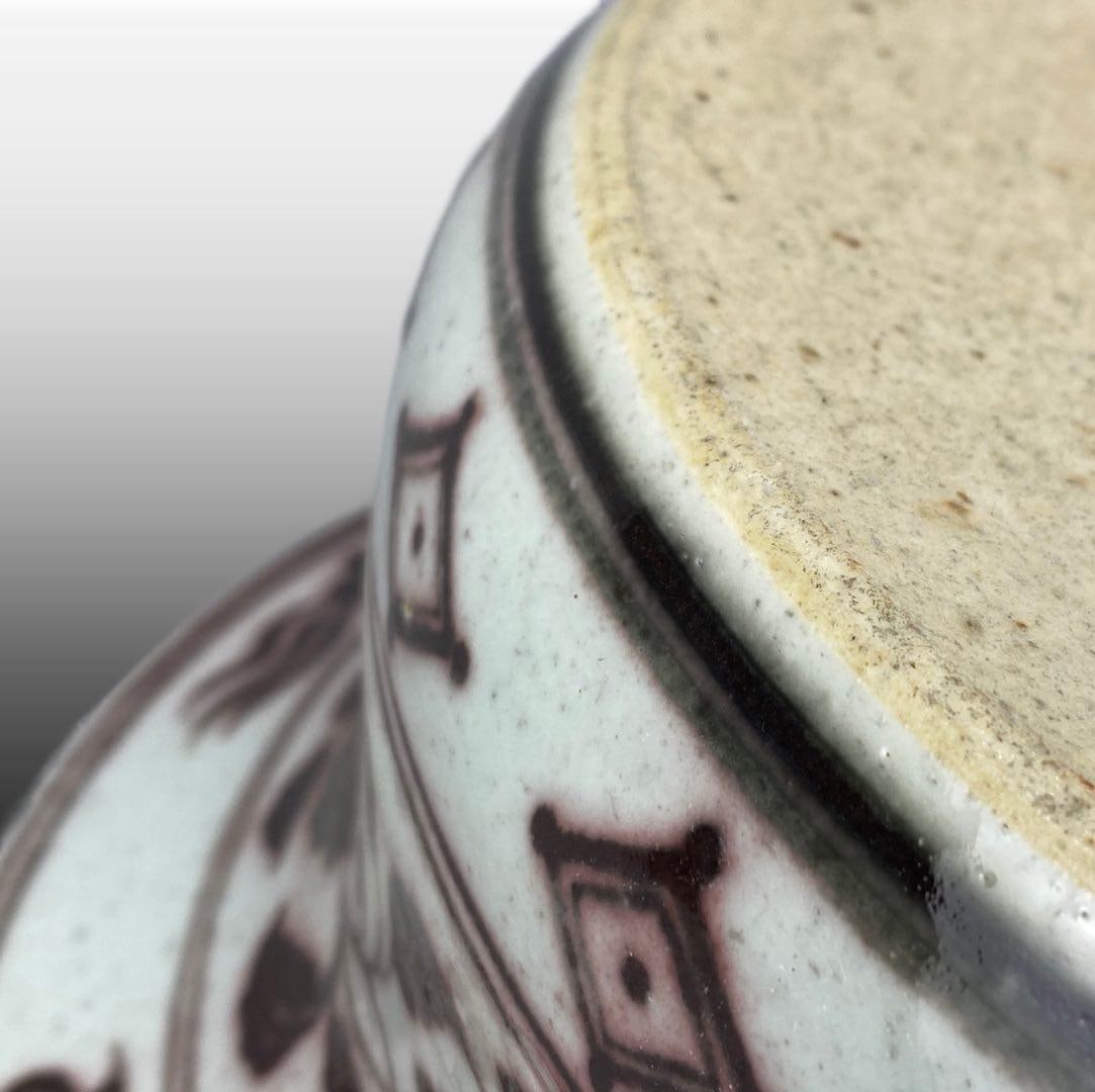 Underglaze-Red Lotus Pattern Brush Washer - 9