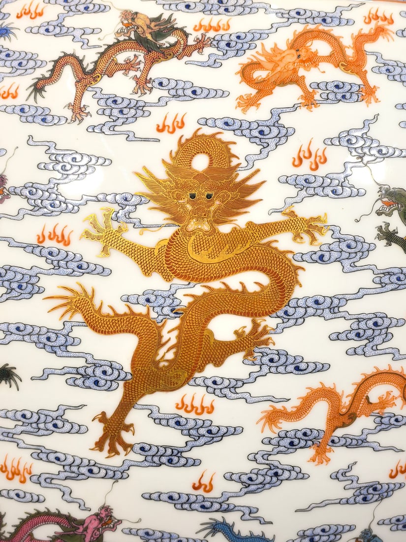 A Exquisite Enamel Painted Gold Dragon Pattern Vat - 3