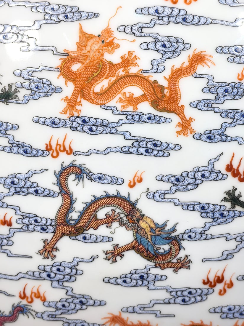 A Exquisite Enamel Painted Gold Dragon Pattern Vat - 4