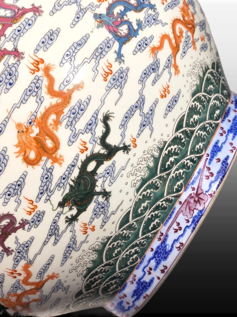 A Exquisite Enamel Painted Gold Dragon Pattern Vat - 8