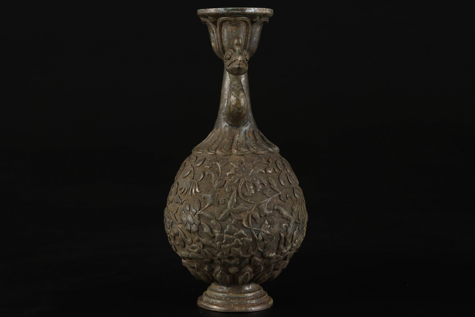 A Exquisite Bronze Phoenix-Ears Vase - 2