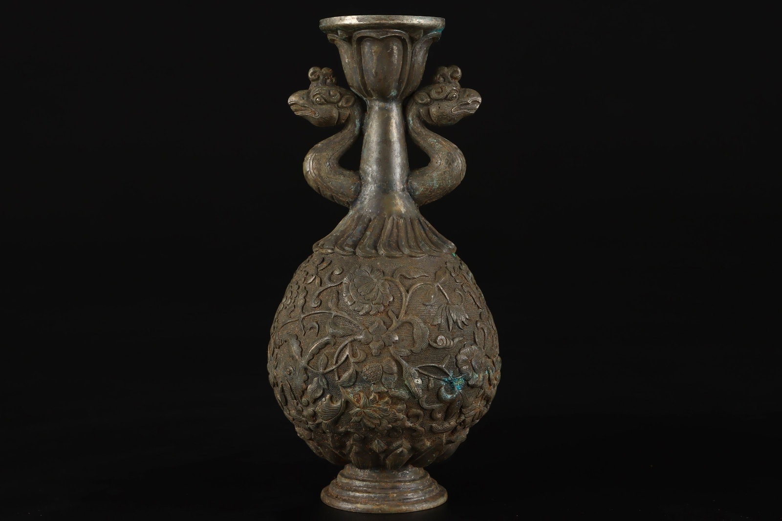 A Exquisite Bronze Phoenix-Ears Vase - 3